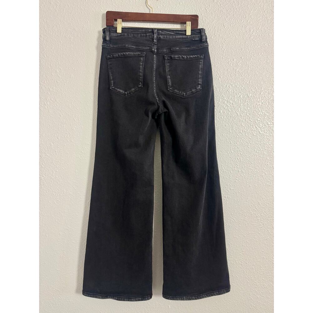 Risen High Rise Wide Leg Jeans Black Panel Seam Stretch Denim 11/30 - Picture 3 of 6